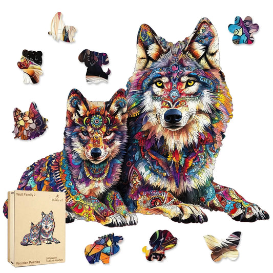 Wolf Family A, Wooden Jigsaw Puzzles