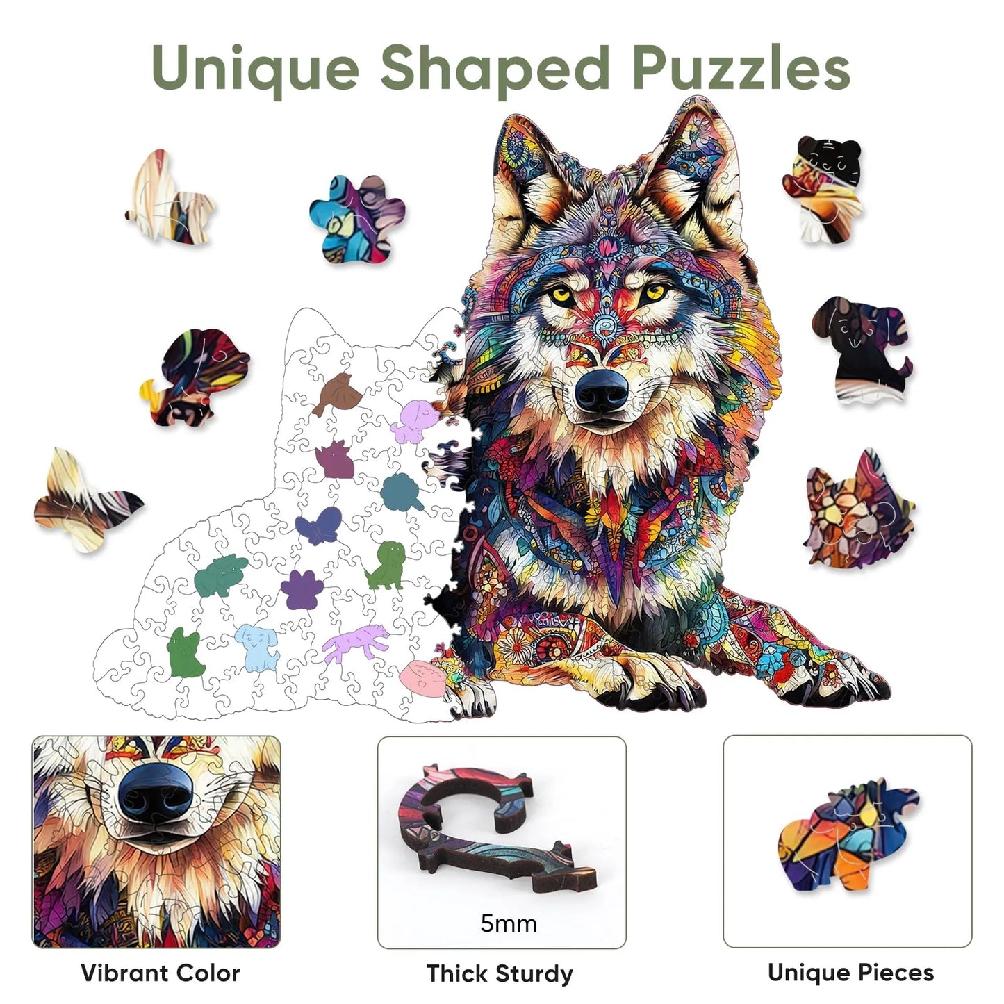 Wolf Family A, Wooden Jigsaw Puzzles