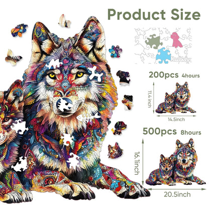 Wolf Family A, Wooden Jigsaw Puzzles