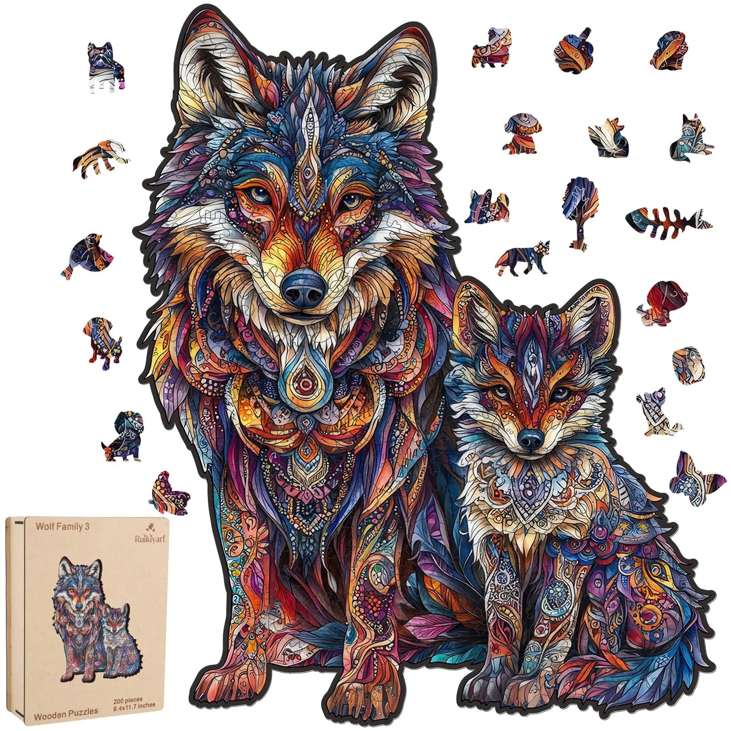 Wolf Family B, Wooden Jigsaw Puzzles