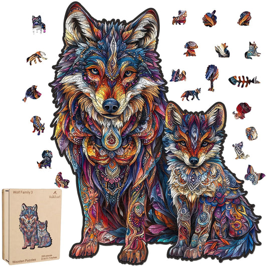 Wolf Family B, Wooden Jigsaw Puzzles