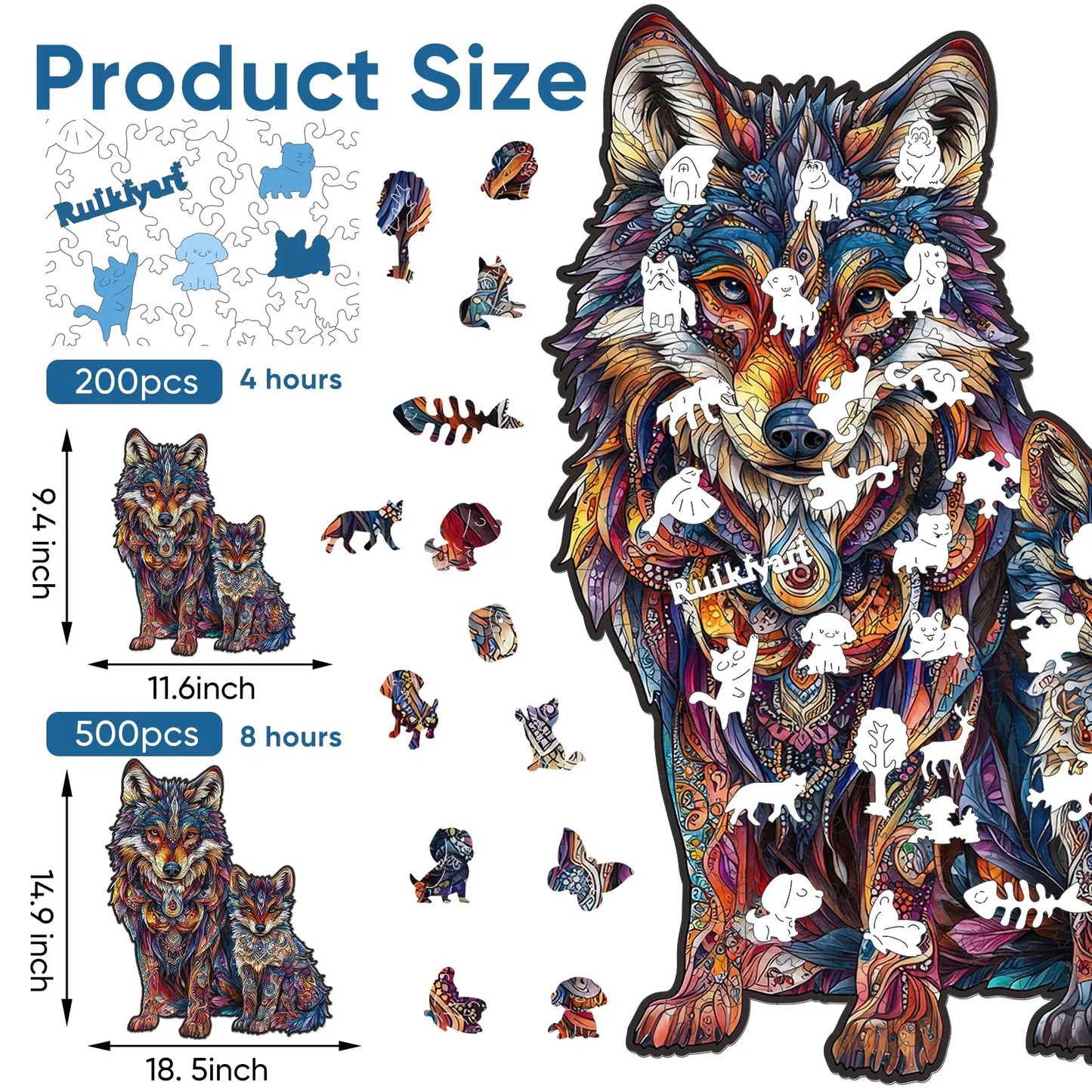 Wolf Family B, Wooden Jigsaw Puzzles
