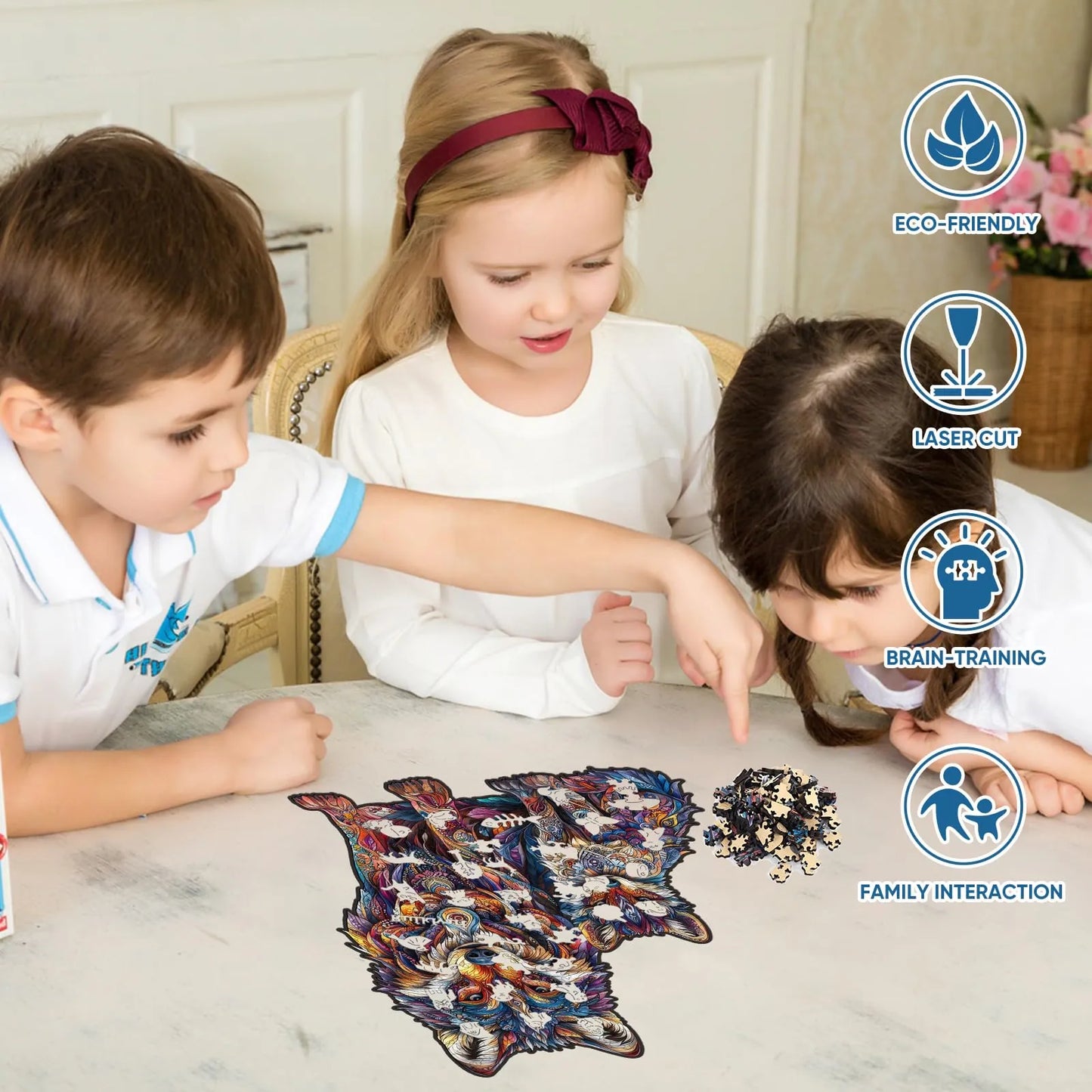 Wolf Family B, Wooden Jigsaw Puzzles