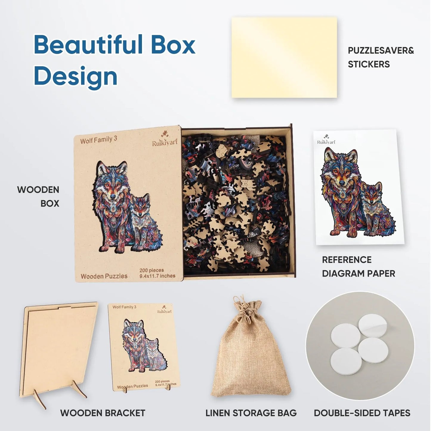 Wolf Family B, Wooden Jigsaw Puzzles