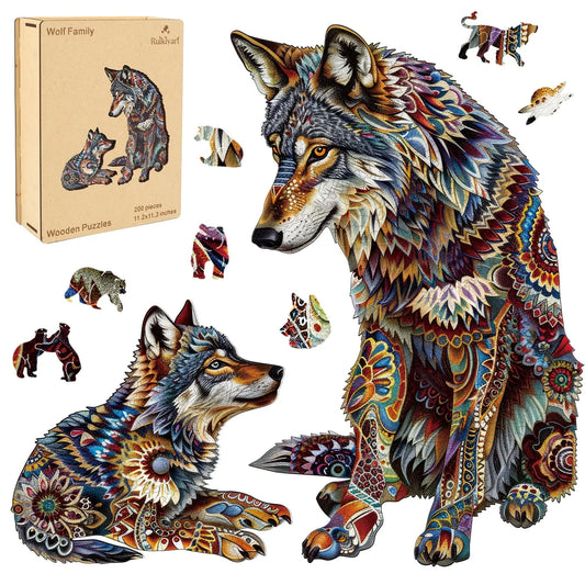 Wolf Family C, Wooden Jigsaw Puzzles