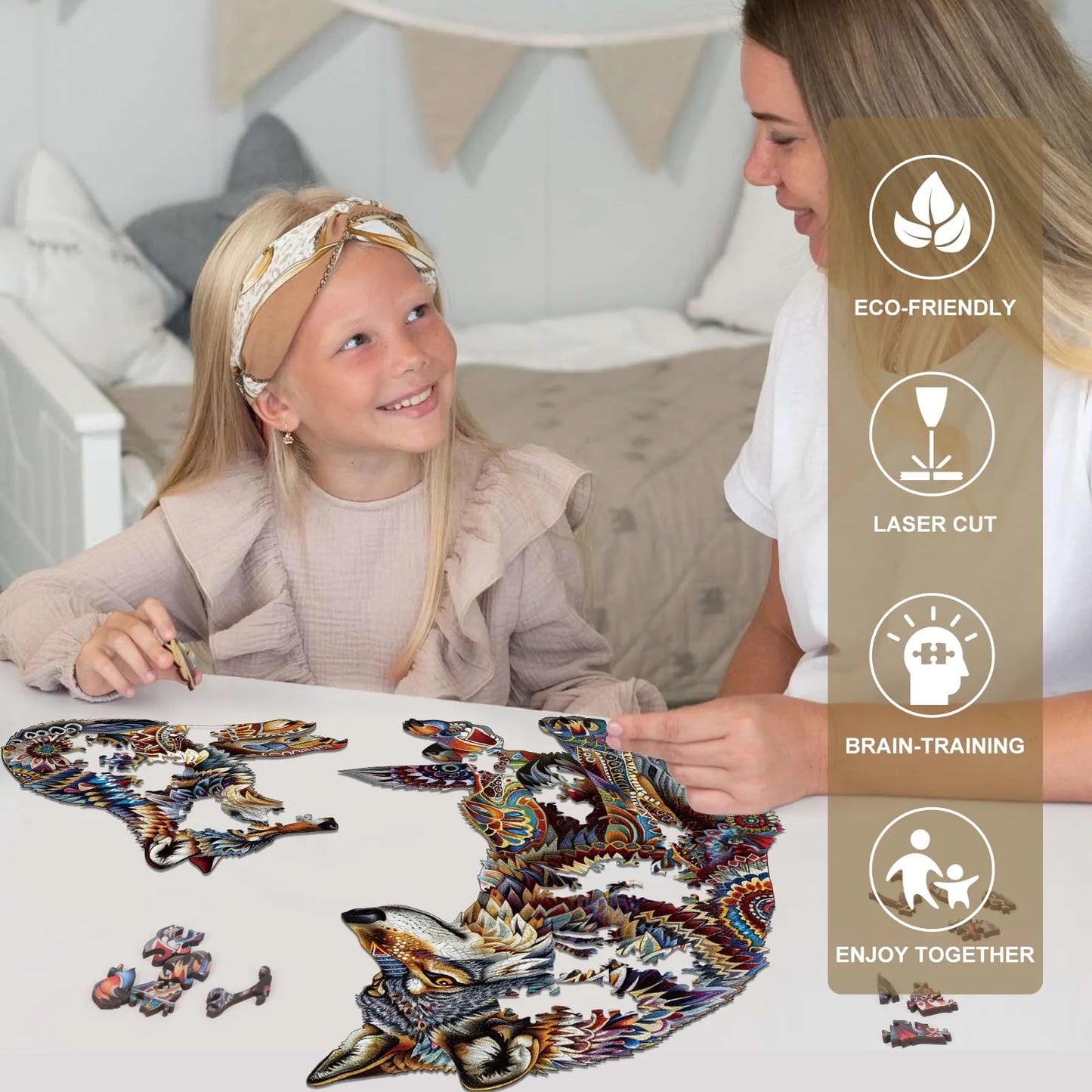Wolf Family C, Wooden Jigsaw Puzzles
